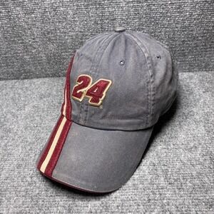 Jeff Gordon Hat Cap Strap Back Mens Gray Red NASCAR Racing 24 Embroidered